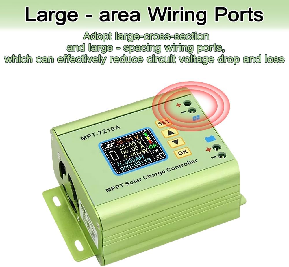10A Solar Charge Controller Battery Solar Panel MPPT with LCD Display for 24/36/48/60/72 V Battery MPPT 7210A