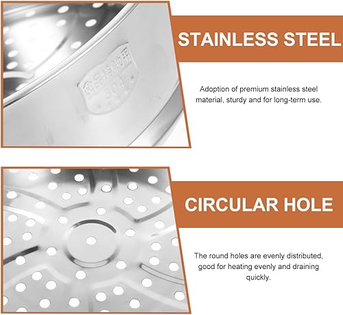 Miniatura 5 de Hemoton Cesta de vapor multifuncional de acero inoxidable, inserto de vapor redondo de 9.8 pulgadas para olla, estante de vapor apilable, plateado