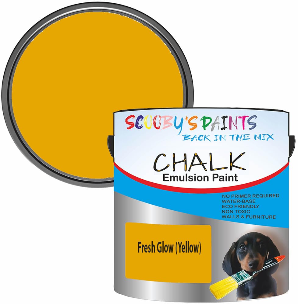Scooby's Paints Chalk Emulsion Paint, Water-Based, No Primer Required, 250ml, For Walls and Furniture (Fresh Glow (Yellow))