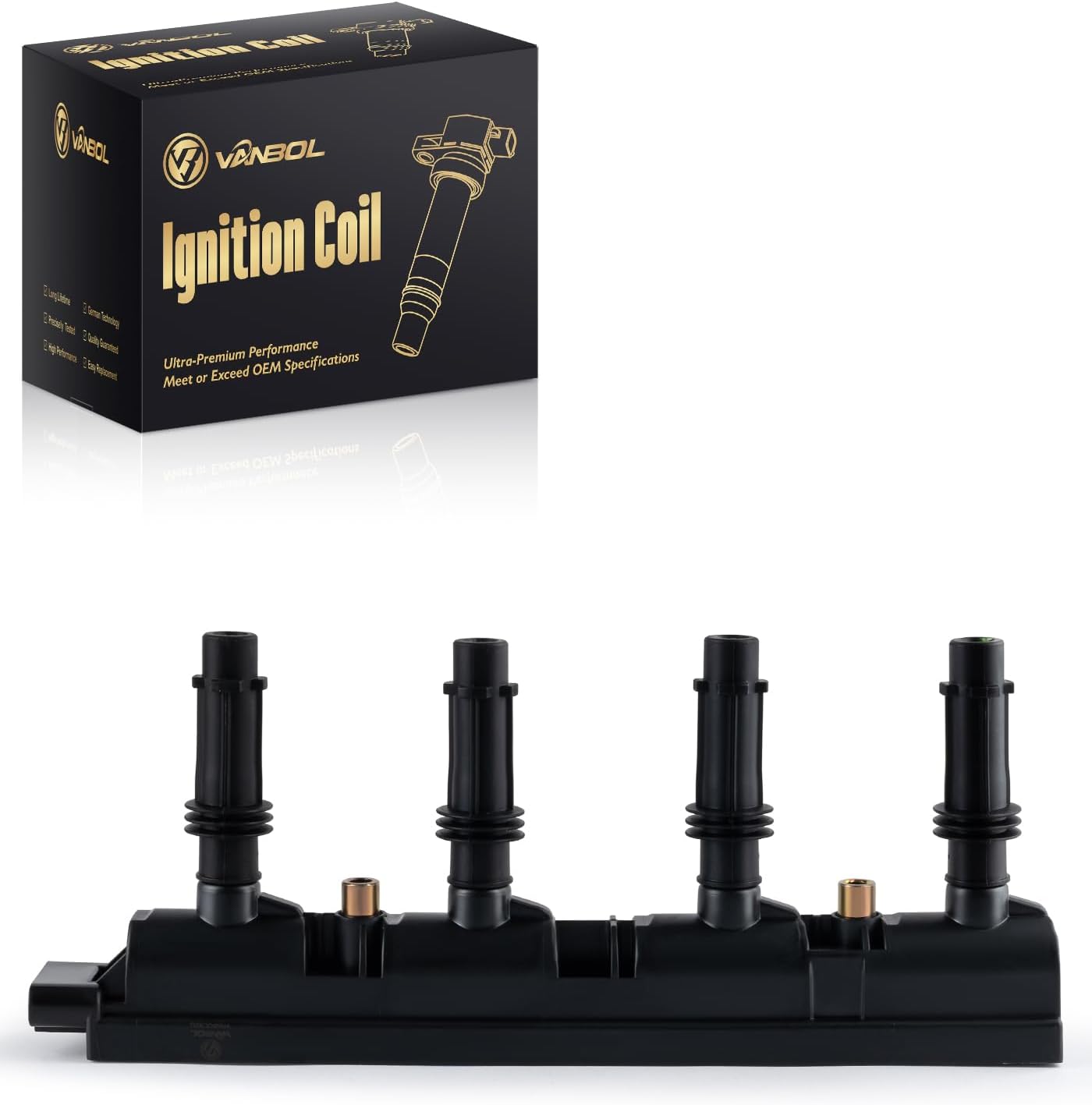 UF669 Ignition Coil Pack and 4 Iridium Spark Plug Compatible with Chevy Cruze 2011-2016 Sonic Trax 15-21 Volt 11-15, Buick 2013-2021 Encore, 14-16 for Cadillac EL 1.4L L4 UF669 XP3922 55577898