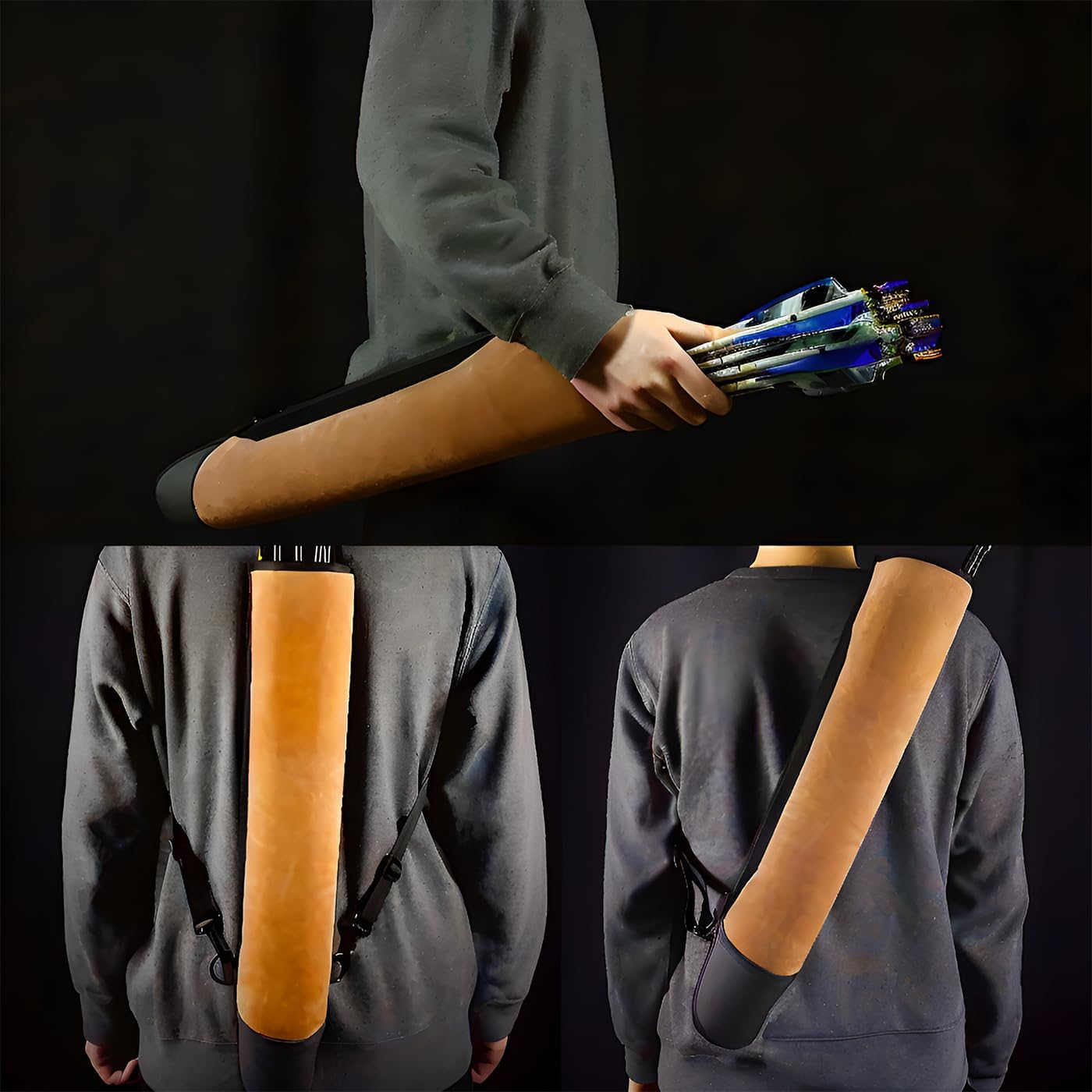 DAPace Leather Arrow Quiver for Recurve Bow/Compound Bow, 20 Inch Back Archery Quiver, Quiver Arrow Holder Holds Up to 36 Arrows, Brown