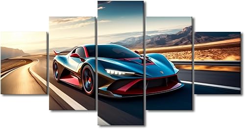 Miniatura 13 de TUMOVO Pintura retro para motocicletas, impresiones artísticas de motocicleta Cyberpunk, 5 piezas, lienzo, arte de pared, arte de pared Giclée,