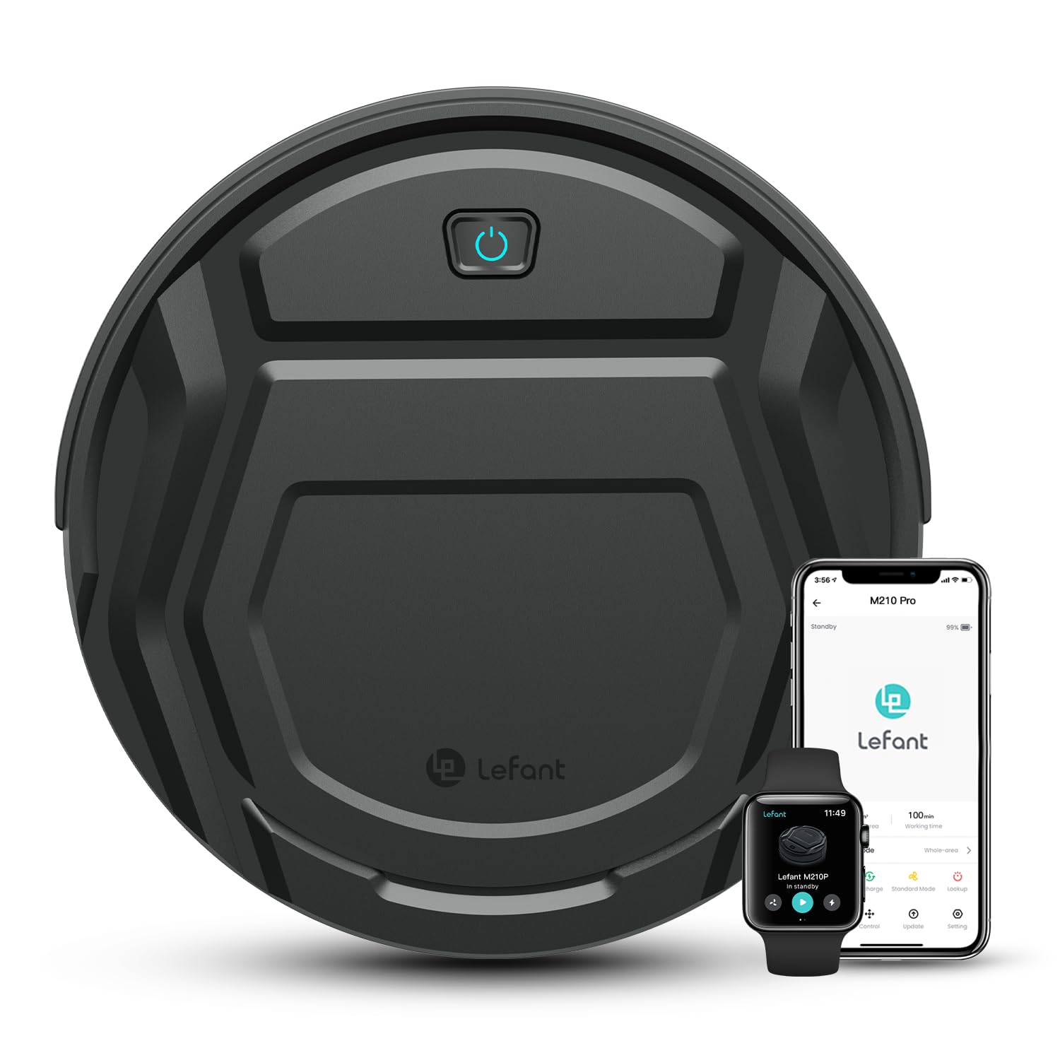 Lefant Staubsauger Roboter, Saugroboter, dünn, leise, WLAN, Bluetooth, Alexa-App, 6 Reinigungsmodi, Selbstladung, 120 Minuten Akkulaufzeit, ideal für Tierhaare, Böden, Teppiche, M210P