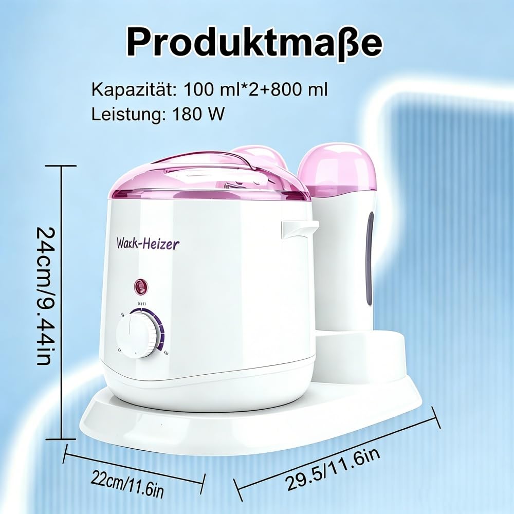 Wachswärmer 3-in-1 800ml, Temperature Control Verstellbar Wachsschmelzmaschine, Professioneller Wachserhitzer für Haarentfernungsmittelfür Enthaaren Von Beinen Und Körper Frauen und Männer