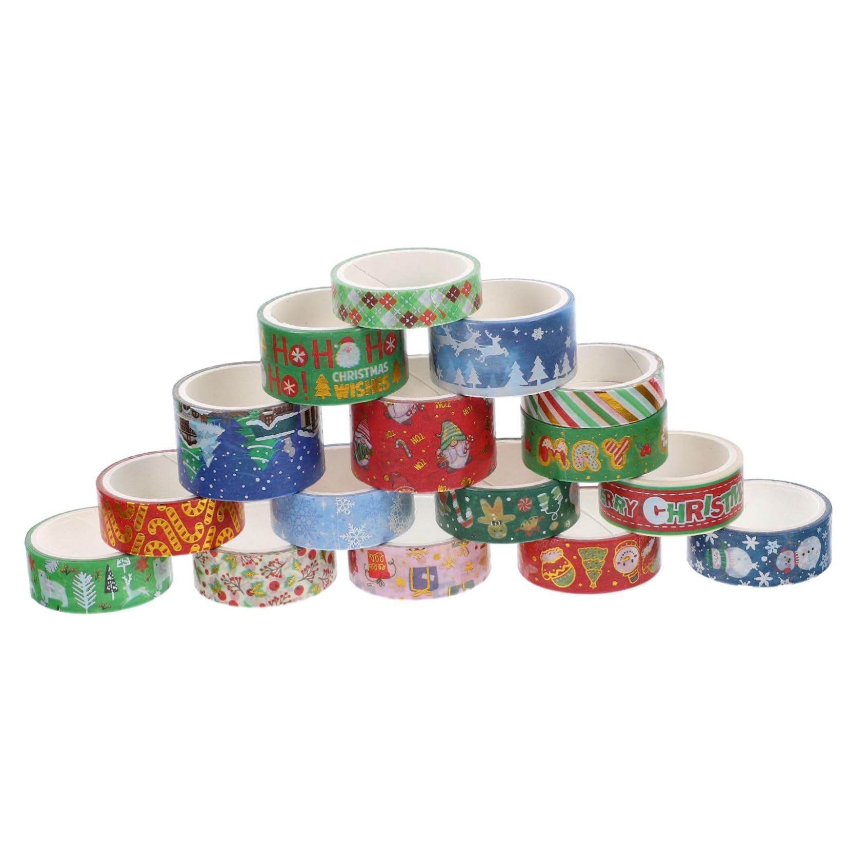 SHINEOFI 3 Set Nastro Adesivo Washi Natalizio Con Stampa A Caldo Adesivi Decorativi Fai Da Te 16 Pezzi 3 M/Rotolo Carta Per Buste Catene Decalcomania Catene Natalizie 16 * 3