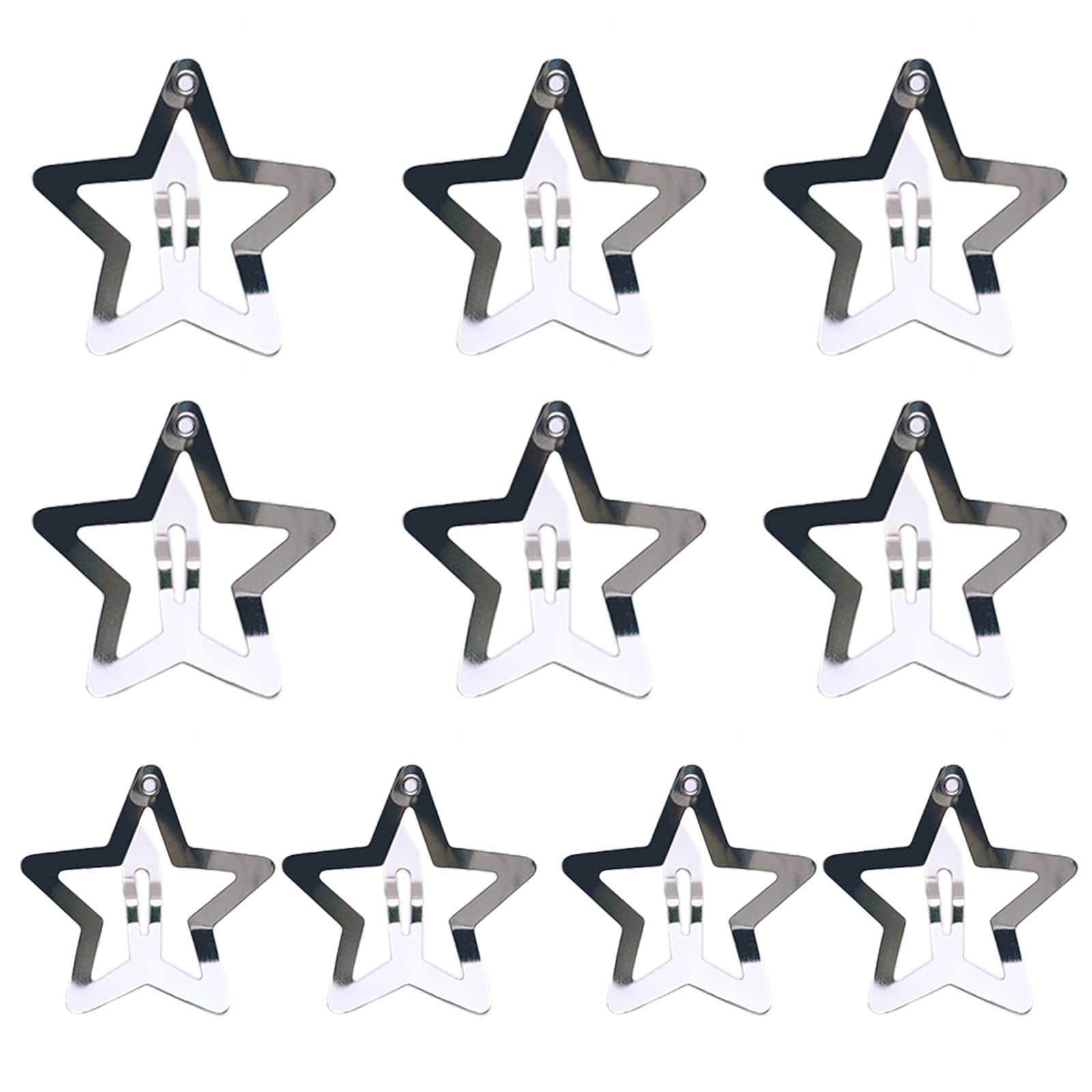 10-Piece Hollowed Star Hair Clips Star Snap Silver Hairpins Sweet Hair Barrettes Metal Hair Accessories For Girls Metal Hollo