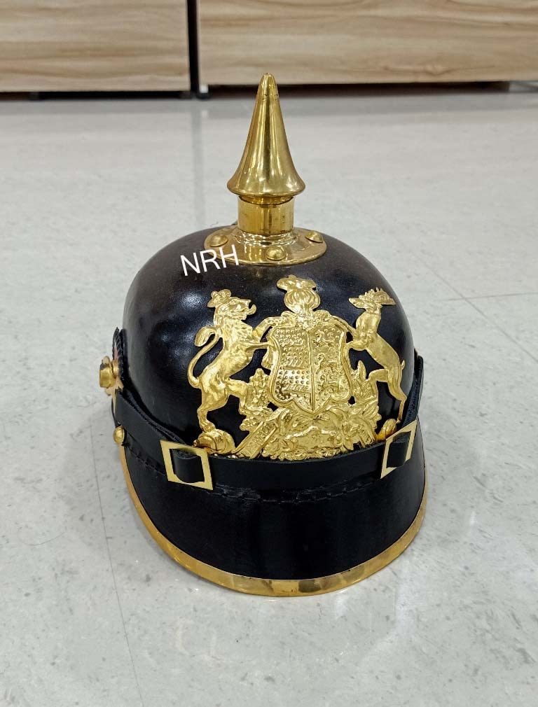 Nautical Replica Hub Wurttemberg Brass German Pickelhaube Imperial Prussian Helmet - Black Leather, 8X9X26 Inches - Image 3