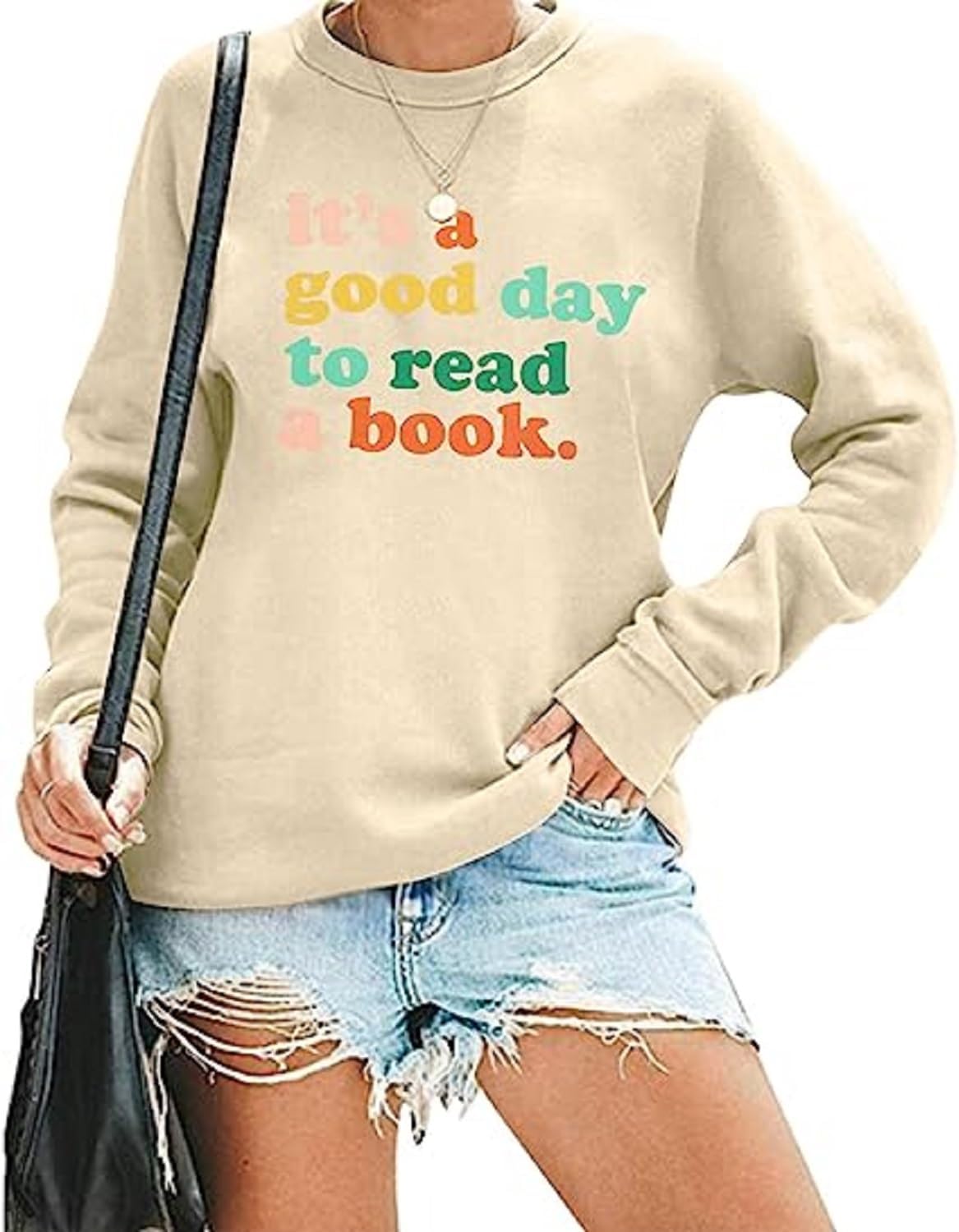 QYZ-Top Abibliophobia Reading Sweatshirt Womens Funny Vintage Long Sleeve Shirts Crewneck Graphic Pullover Book Lover Gift
