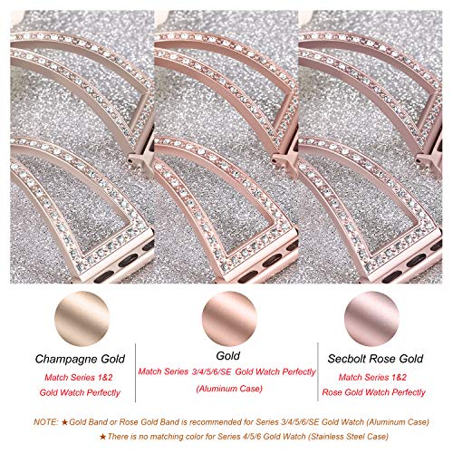 Secbolt Bling Bands Compatible With Apple Watch Band 42Mm 44Mm 45Mm Iwatch Series 8/7/6/5/4/3/2/1/Se, Women Dressy Metal Jewelry Bracelet Stainless Steel, Rose Gold #TOP5