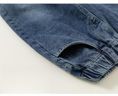 Yueary Calça jeans unissex infantil cor lisa perna reta casual versátil, Azul, 5-6 Years