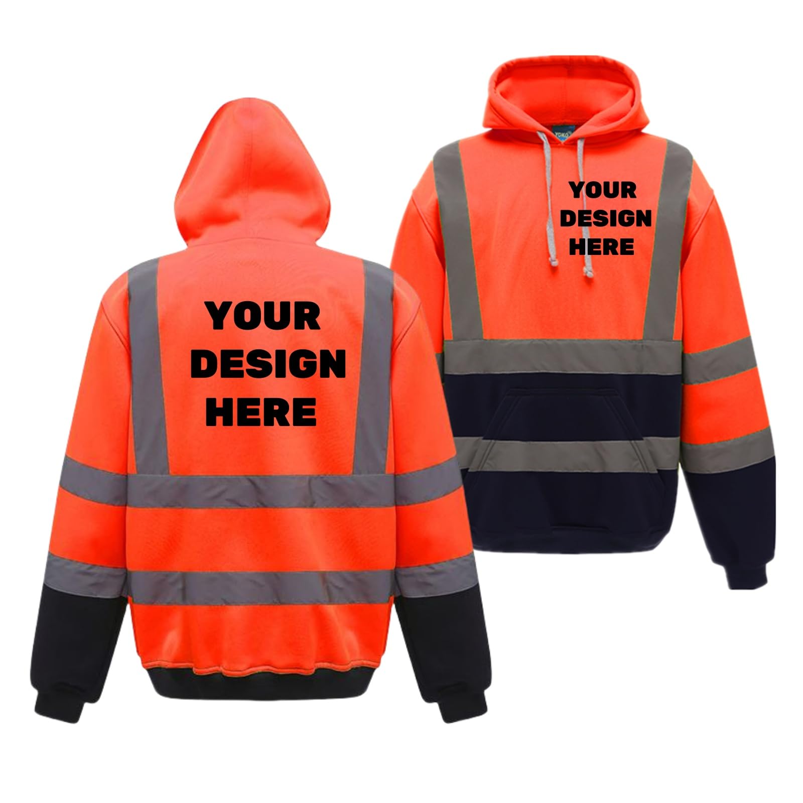 BIJUNDENG Custom Hi Vis Safety Hoodie Jacket Reflective Fleece Hoodies Sweatshirt Pullover Construction Workwear