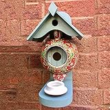 Teal Teapot Bird House and Feeder,Outdoors Hummingbird Feeders,Hanging Birdhouse Outdoor Decorative...