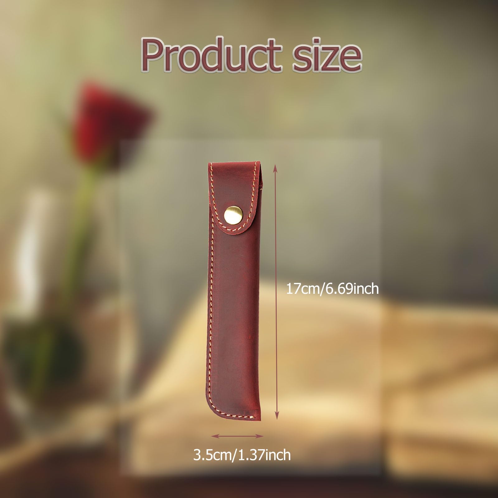 Kaizuca Leather Pen Case Holder, Protective Pen Case, Fountain Pen Holder Case, with Metal Button, Genuine Leather Handmade - Image 2
