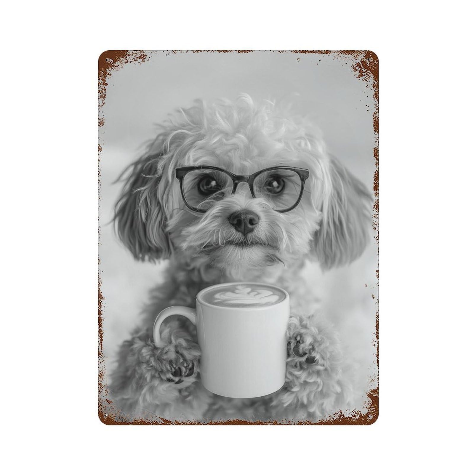 xiaoxiaoshen Maltipoo Coffee Print Wall Decor Art Metal Tin Poster Modern Home Decor Art Home Bar Shop Decorations Vintage Sign 40x30cm