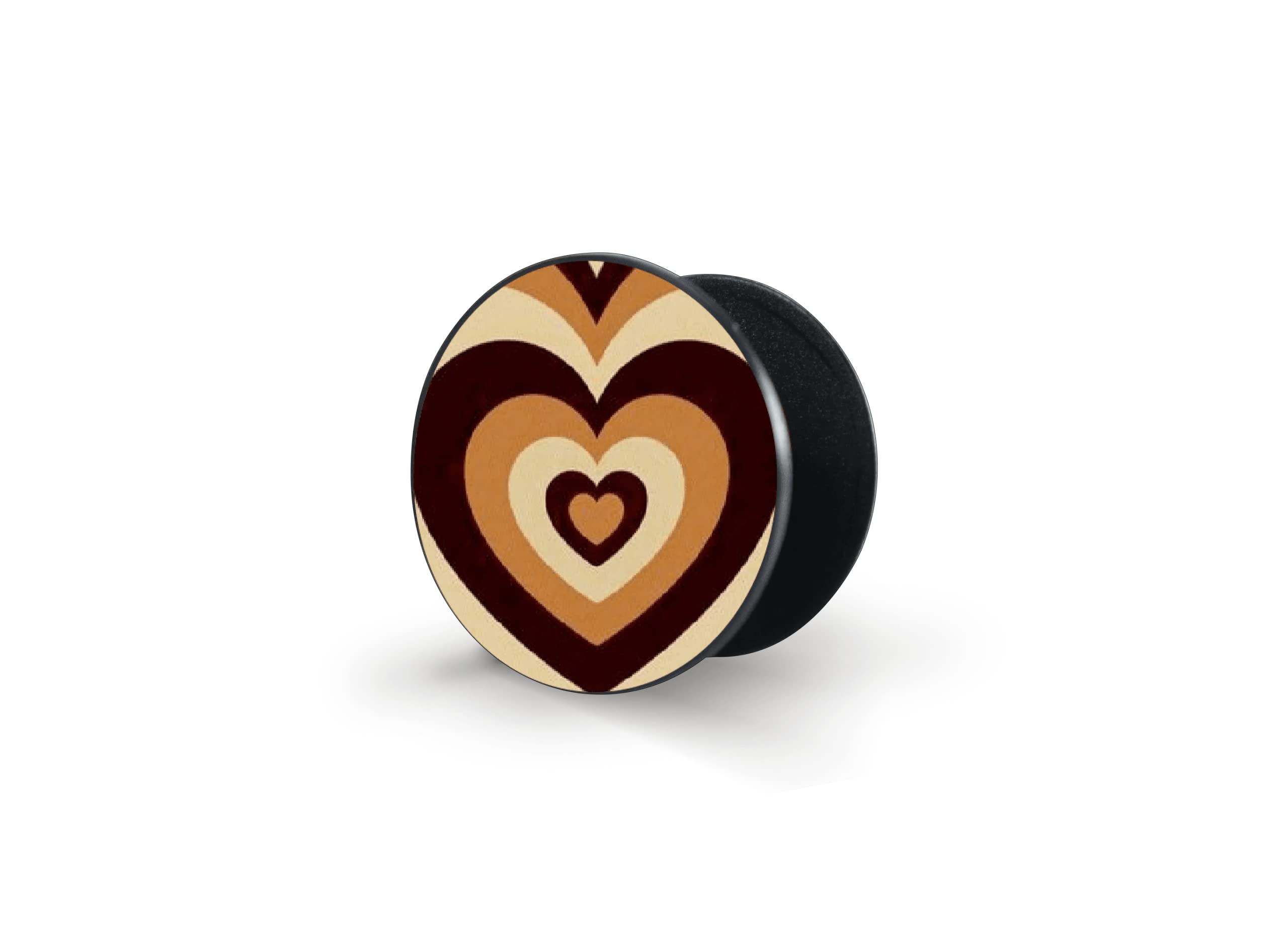Phone AnticsMobile Socket Grip Printed Holder Round Holder (Brown Hearts)