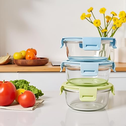 Miniatura 5 de Recipientes de vidrio para almacenamiento de alimentos de 1.5 tazas con tapas a prueba de fugas y cuchara plegable, recipientes pequeños para