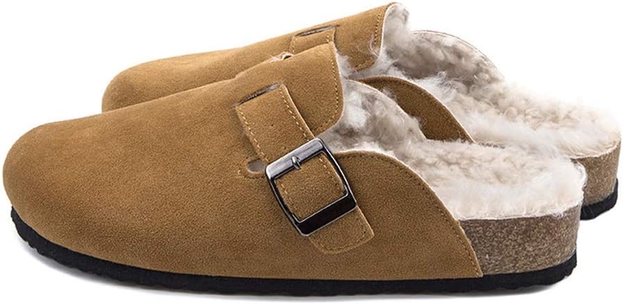 冬の新しい男性屋内コルクスリッパ暖かく滑り止めぬいぐるみ家の床の寝室快適な男性スリッパ冬のユニセックス靴(D,38)