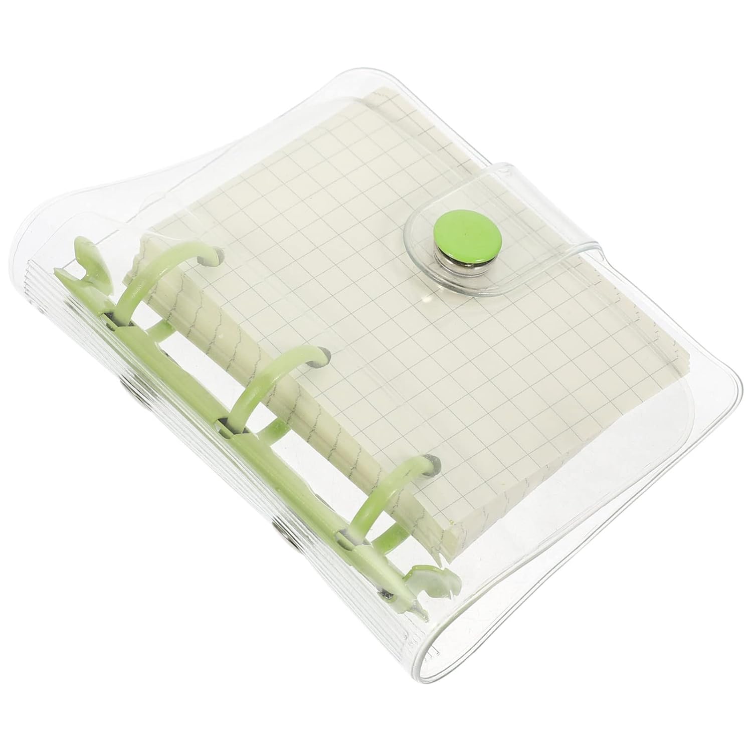 Operitacx Multi-function Transparent Loose-leaf Notebook Mini Practical Notepad Button Closure for Journaling Planning and Note-taking for School Office and Personal Use