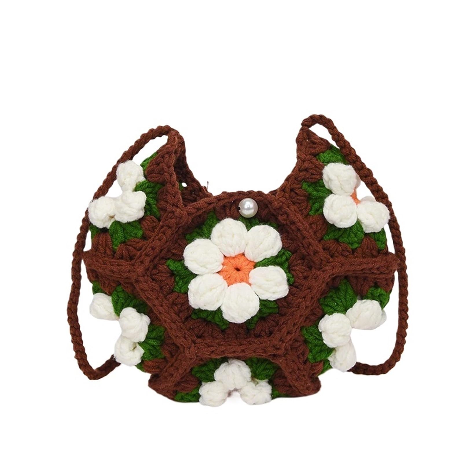 Bolso De Punto Con Flores Bolso de punto de verano for niñas, pequeño bolso bandolera con flores frescas, informal, de calle, tejido a mano, for mujer