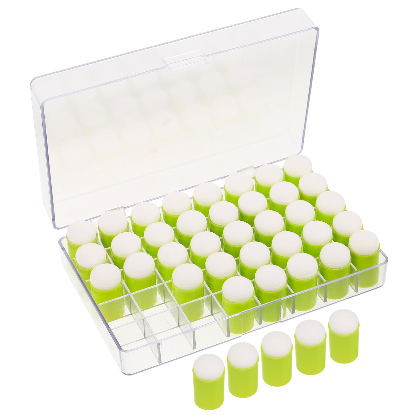 KALLORY 1Set Washable Finger Paint Daubers for Ergonomic Design for Effortless Use Reusable Sponge Tools Matcha for Creative Art