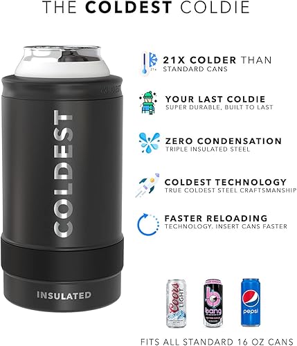Miniatura 3 de The Coldest enfriador de latas, con aislamiento de doble pared para latas altas de cerveza, botellas, 16onzas, color púrpura espacial