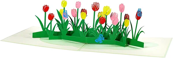 Colorful Tulip Pop Up Cards,Paper Flower Bouquet Greeting Cards with Blank Note Card & Envelope, ideal gift for celebrating Love, Birthday, Anniversary, Special Moments, Valentine's Day