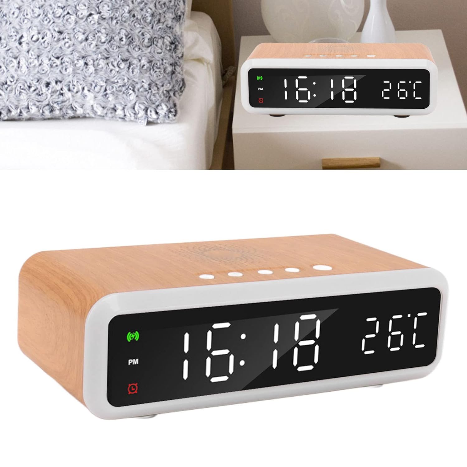 Buy Alarm Clock, 15W Digital Alarm Clock Charger, Multifunctional Clock