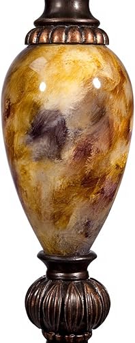 Miniatura 5 de kathy ireland Mulholland - Lámpara de mesa tradicional de 30 pulgadas de alto, color marrón dorado, mármol sintético, bronce envejecido, tela blanca