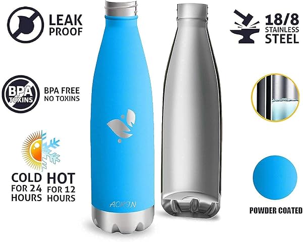 AORIN Doppia Bottiglia per Vuoto in Acciaio Inossidabile - 350ml/500ml/750ml - processo di verniciatura a Polvere, Resistente ai Graffi, Facile da Pulire - 4