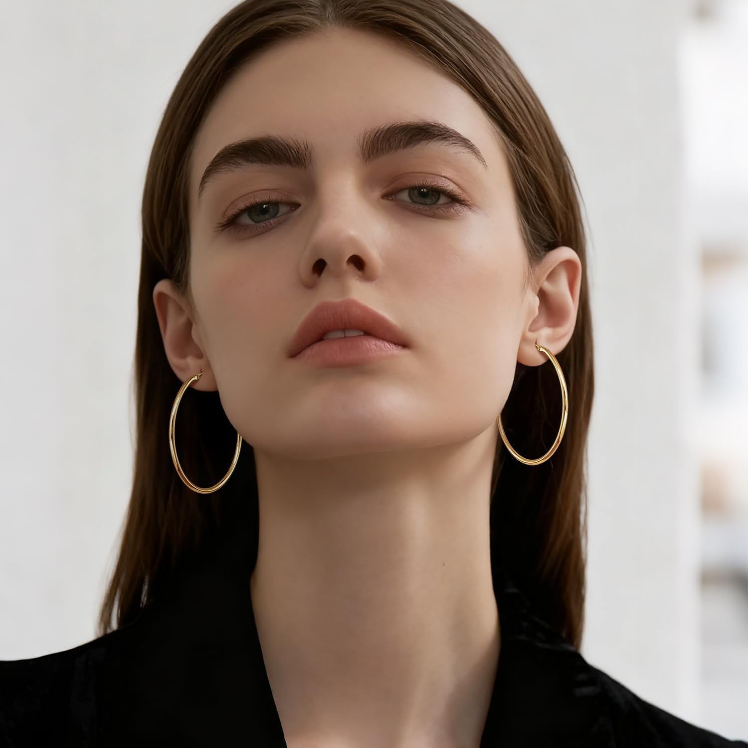 14K Gold Hoop Earrings for Women 14K Gold Earrings for Women Gold Hoops Earring for Womens Hoops Elegant Silhouette and Simple Beauty Hoop Earring for Womens 15/17/20/25/30/40/50mm - Image 5