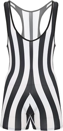 iiniim Men's Sleeveless Wrestling Singlet Striped Fitness Jumpsuits Leotard Underwear