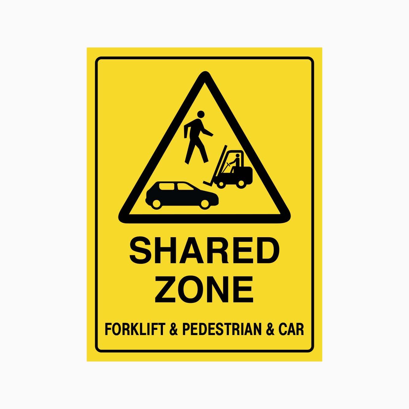 CAUTION SHARED ZONE FORKLIFT AND PEDESTRIAN AND CAR Sign Workplace Metal Tin Sign 8 x 12 inch for Industrial & Commercial Series