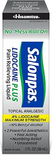 Miniatura 2 de Salonpas Lidocaine Plus 3 oz Roll On líquido para aliviar el dolor. Máxima Fuerza 4% lidocaina para un endormecimiento Alivio del Dolor. Aplicación