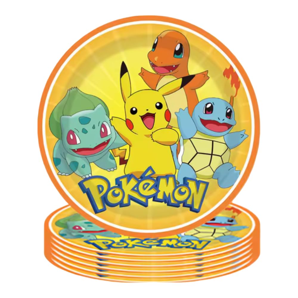 Pokémon Party Supplies | Paper Plates | Party Tableware | 17cm / 7 Inch Plate (Design 1)