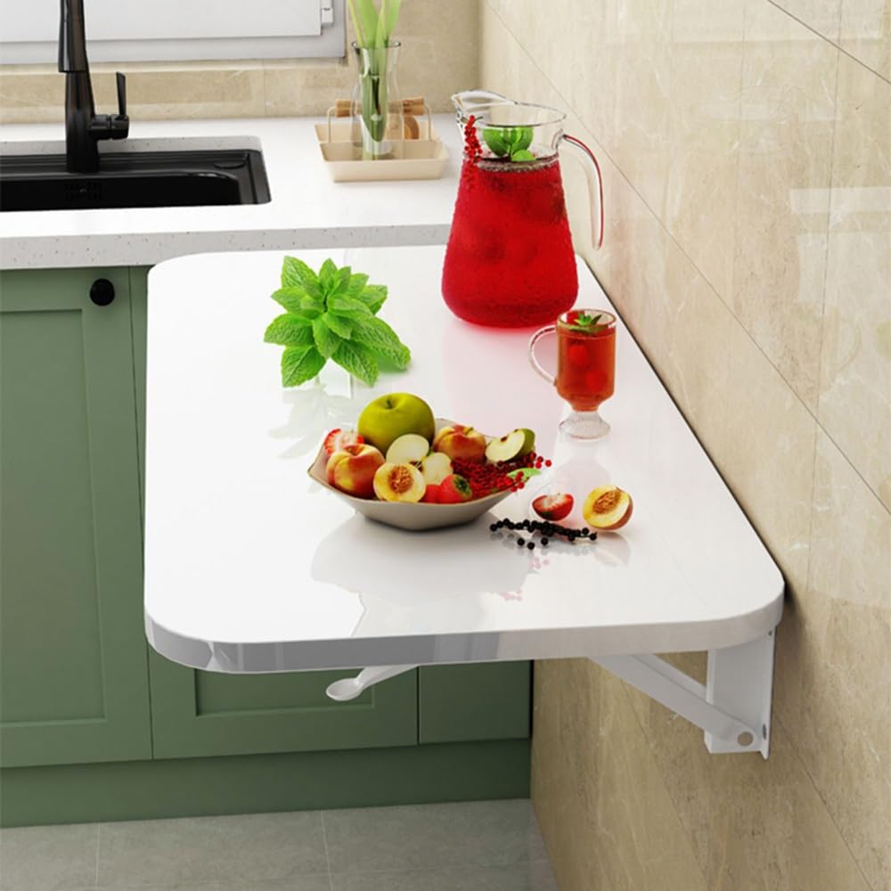 Generico Scrivania Pieghevole salvaspazio da Parete - Tavolo da Pranzo in Legno con Piano Ribaltabile per cucine Piccole, Supporto Robusto e Design Moderno, Perfetto per spazi abitativi compatti