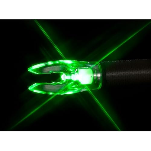 Nockturnal Fit Universal Size Green Lighted Arrow Archery Nocks, 3 Pack