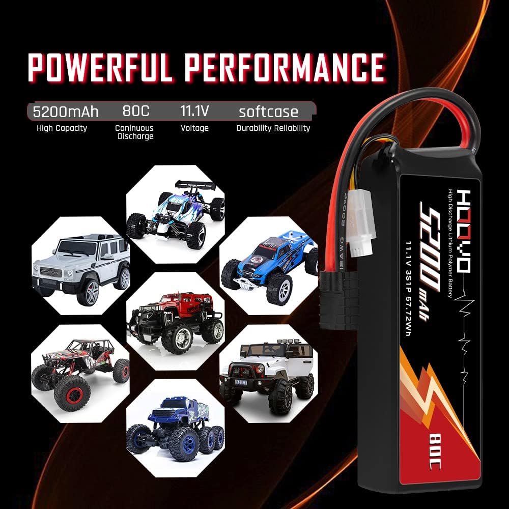 Grеаtеѕt Prоduсt HOOVO 11.1V 80C 5200mAh 3S LiPo Battery with Tracxas Plug for RC Car RC Truck RC Boat Hobby (2 Packs) Bеѕt Cуbеr Dеаlѕ 🔥 HOOVO 11.1V 80C 5200mAh 3S LiPo Battery with Tracxas Plug for RC Car RC Truck RC Boat Hobby (2 Packs)