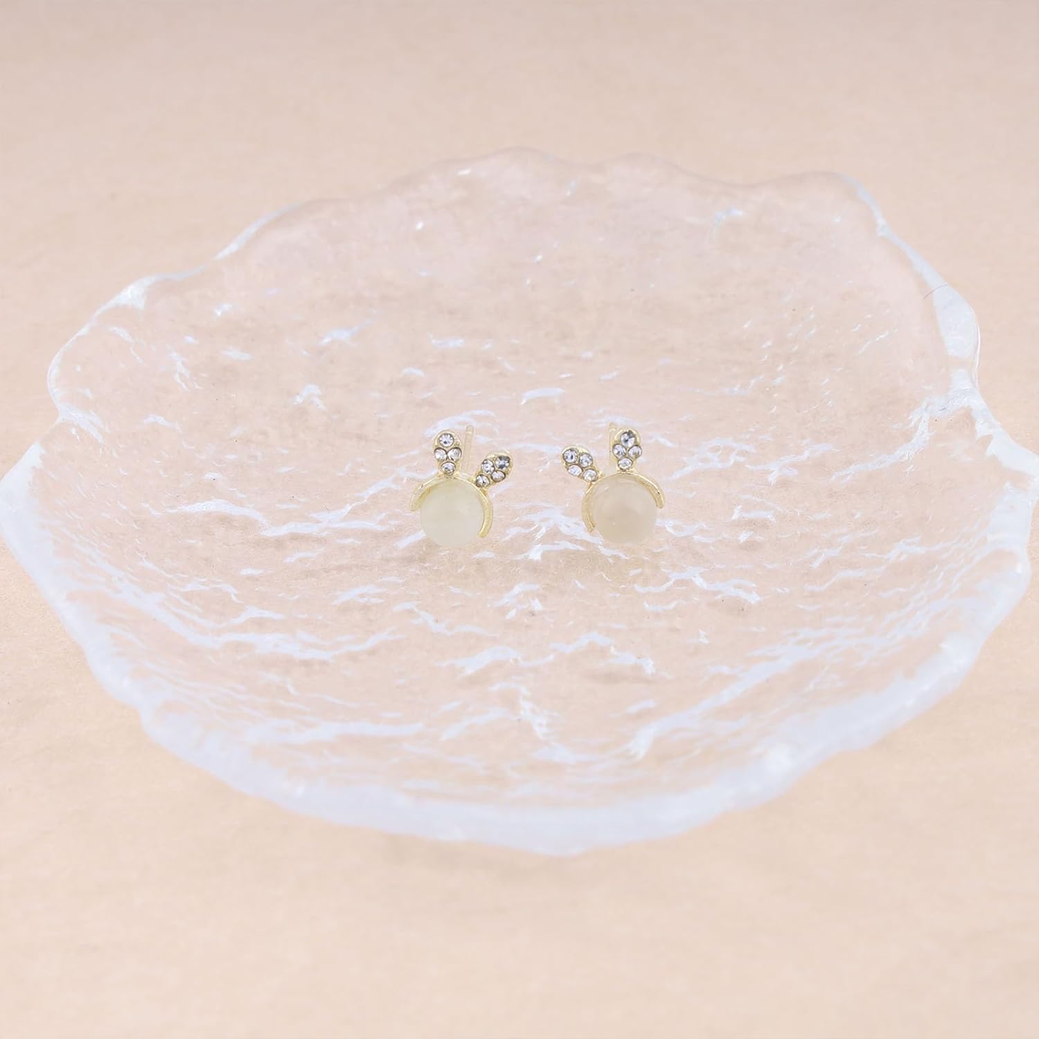 Vintage Opal Crystal Rabbit Earrings Gold Cz Bunny Earrings Rhinestone Rabbit Stud Earrings Ting Opal Studs Earrings Jewellery for Women - Image 5