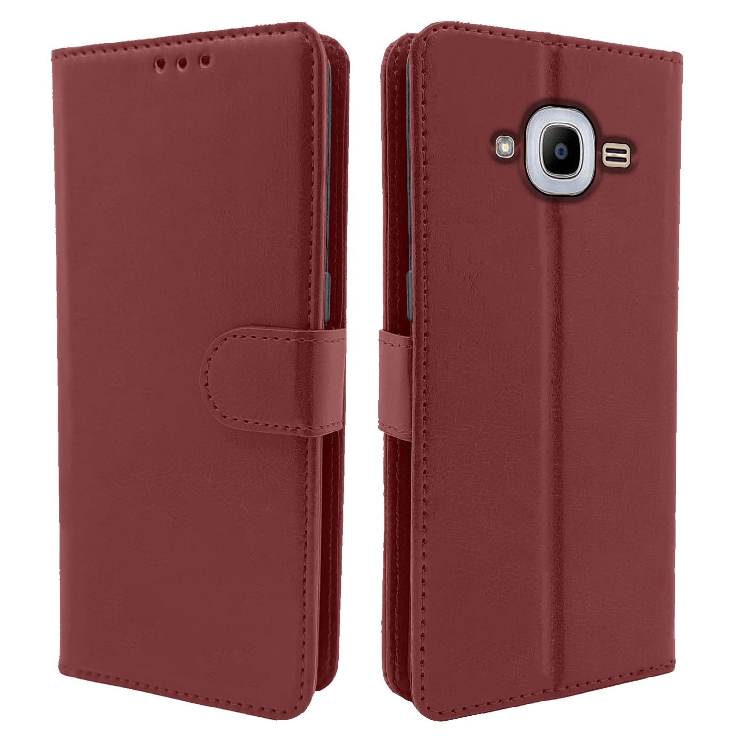 Pikkme Samsung Galaxy J2 2016 Flip Case Leather Finish | Inside TPU with Card Pockets | Wallet Stand and Shock Proof | Magnetic Closing | Complete Protection Flip Cover (Brown) (B085HBJM7T) Amazon Price History, Amazon Price Tracker
