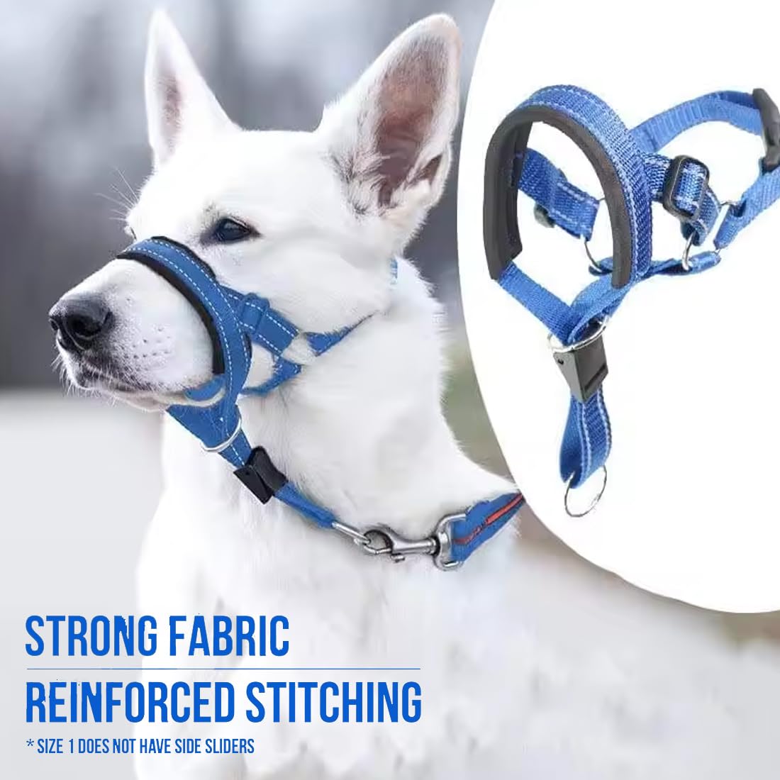 REC Collare Addestramento Cani,Muso Del Cane,Collare per Cane Cone Cinturino di Sicurezza,Cavezza da Testa per Cane,Regolabile e Facilmente Controllabile(L)