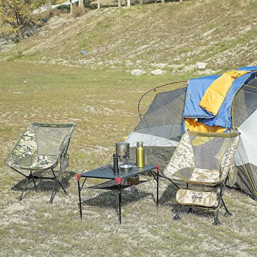 Iclimb 1 Folding Table And 1 Desert Camouflage Folding Chair With Large Feet Bundle, Ultralight Compact For Adults Backpacking Camping Hiking Beach Concert Indoor Outdoor #TOP7