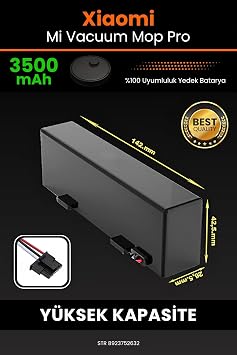robo mi Mi Vacuum Mop Pro Uyumlu 3500mAh Robot Süpürge Bataryası