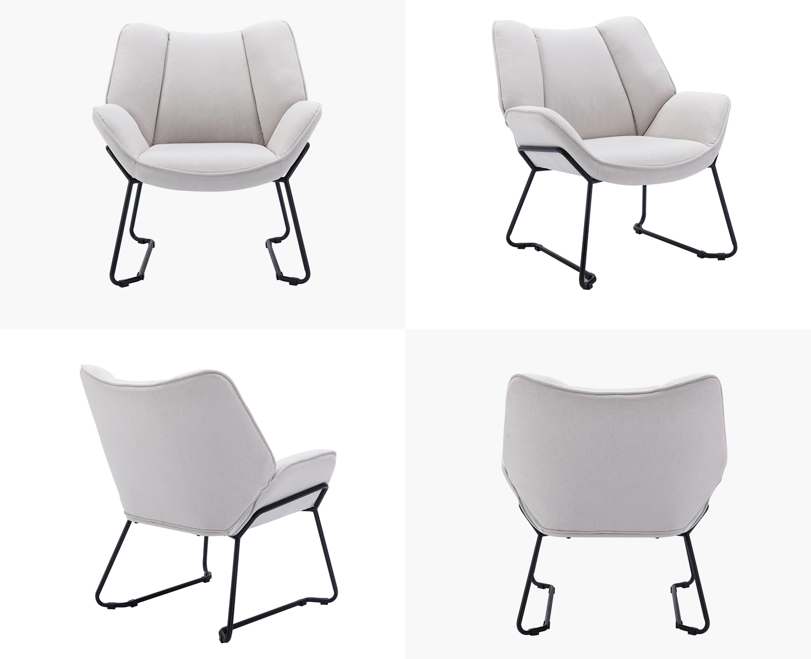 chairus Poltrona Salotto Poltrona Imbottite in Tessuto di Lino Poltroncina da Salotto con Braccioli Poltrone Moderne con Gambe in Metallo per Soggiorno/Camera da Letto, Beige
