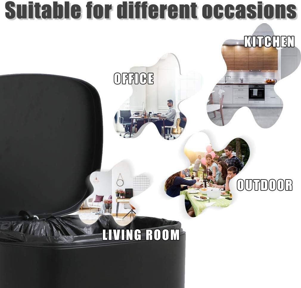 TTY Store 13 Gallon Stainless Steel Trash Can with Lid, Black, 13.0 Gallon Capacity, Anti-Fingerprint, Silent Design, Easy to Use