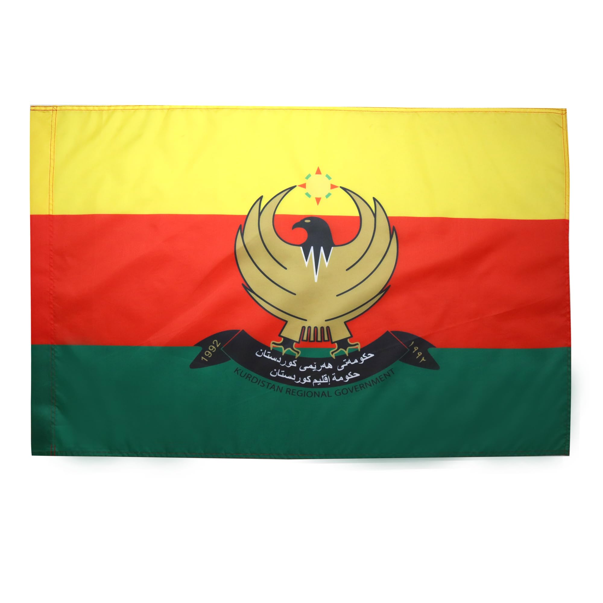 AZ FLAG - Syrian Kurdistan Flag - 150 x 90 cm - Rojava Flag in Kurdistan-Western 100% Polyester with Sheath and Cord - Pavilion 110 g