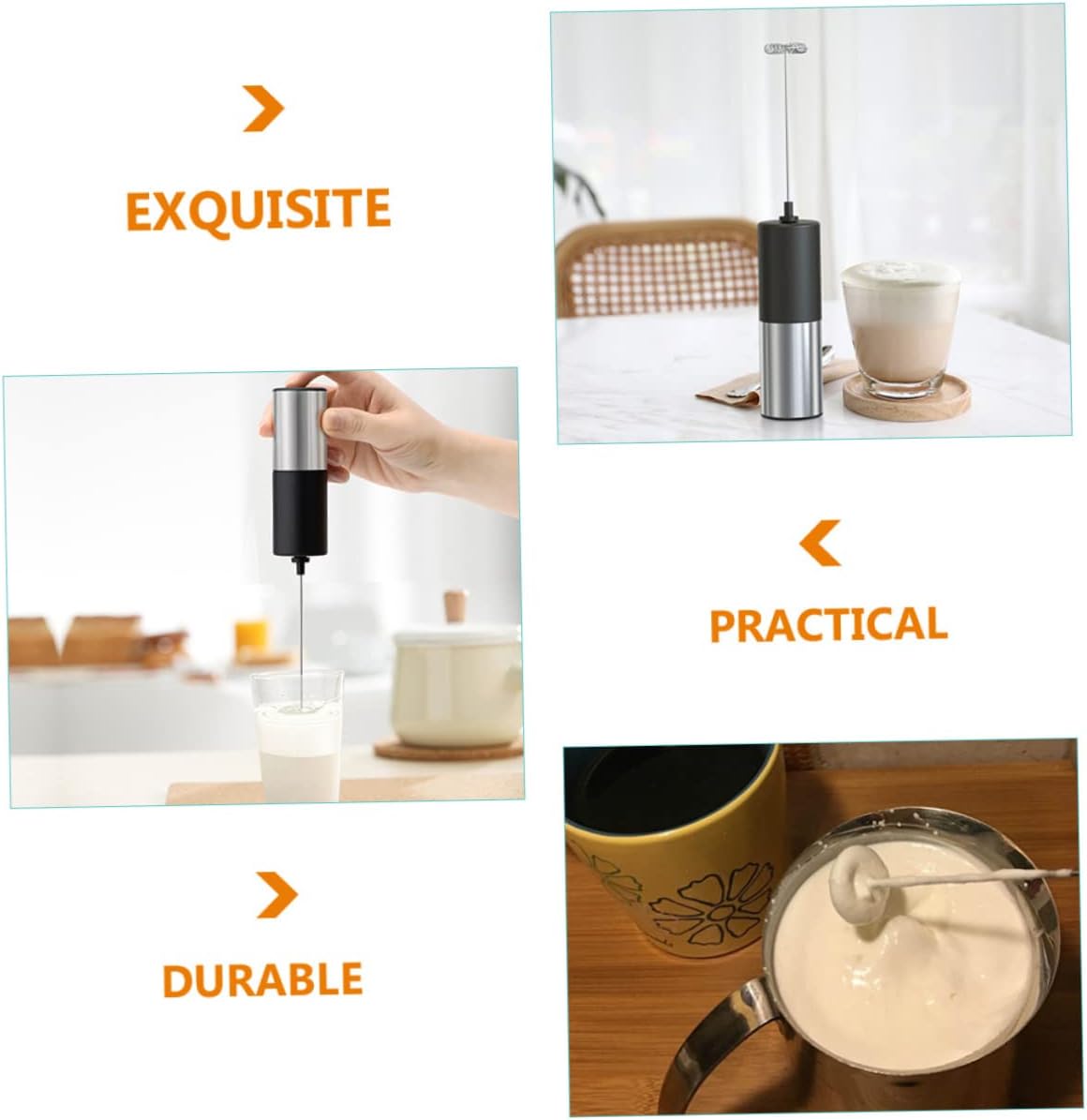 Electric Milk Frother Cold Handheld Frother Rechargeable Battery for Home Commercial Use