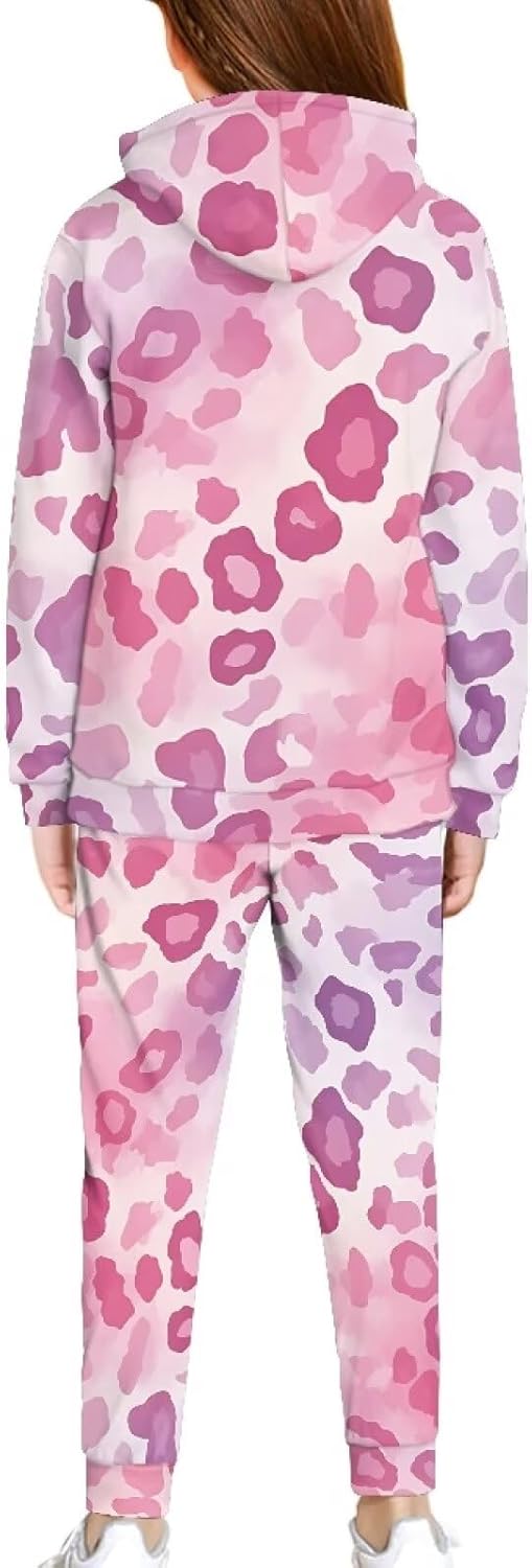 Girl's Boy's Hooded Tracksuit Pullover Sweatshirt Jogging Pants Set 2 Pieces Sweatsuit for Age 5-12 Years