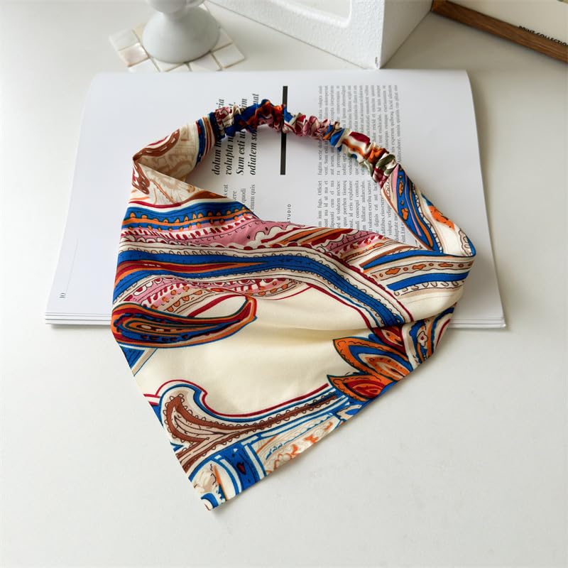 Miniatura 6 de DINPREY Pañuelo elástico para el cabello, bandanas para el cabello, bufanda de lunares para mujeres y niñas (6 colores de cachemira), 6 Colores