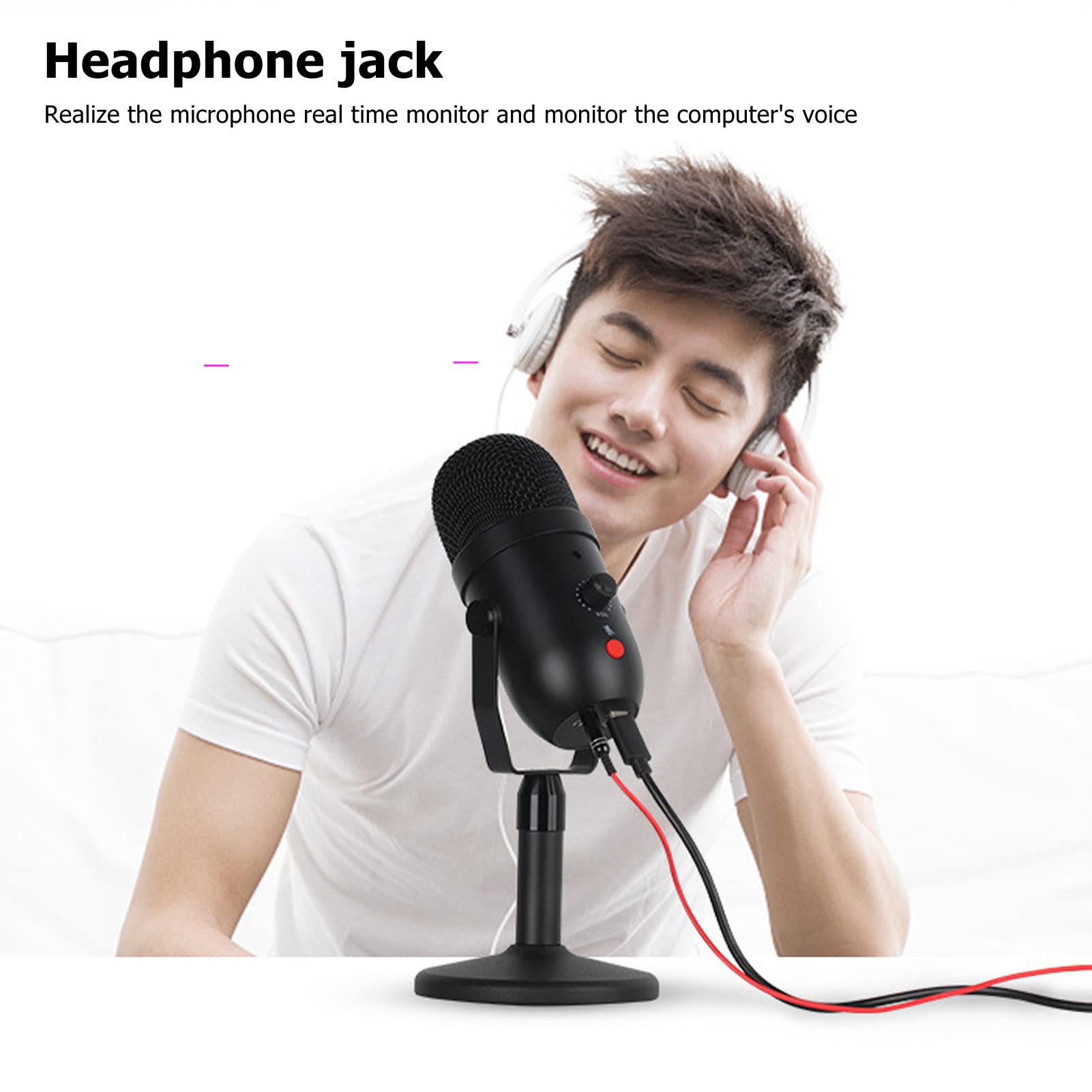 Microphone à Condensateur USB, Microphone USB à Réduction De Bruit De Jeu PC, Microphone à