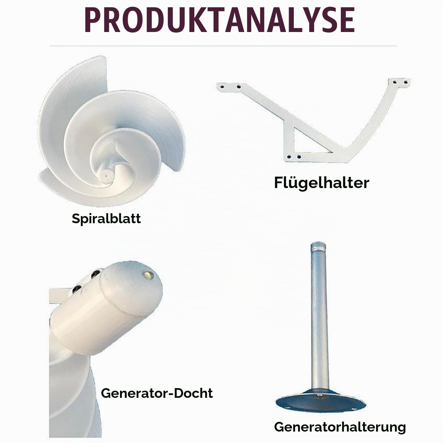 DIY-Windturbinenmodell 10W Mikro-Windturbine 12V Spiralförmige Vertikaler Windgenerator Mit LED-Licht, Dauermagnet-Generator Mit Reiner Kupferspule Für Forschung, Lehre, Dekoration,Weiß